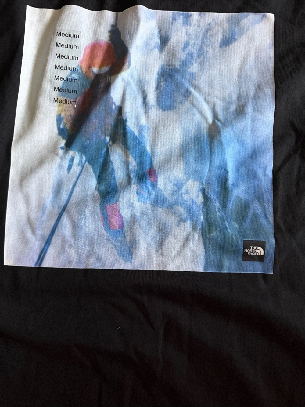 NWT The North Face Black Tee with Blue Mountain Graphic M
